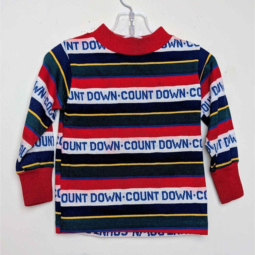 Vintage Healthtex Countdown Space All Over Stripe Long Sleeve Shirt Toddler 3T